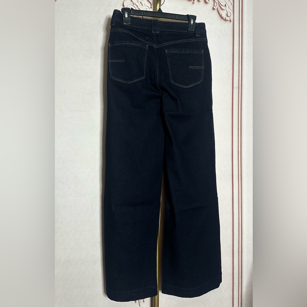 Democracy "Ab"solution Skyrise Drawstring Waistband Wide Leg Jeans, Dark Indigo - Picture 3 of 9